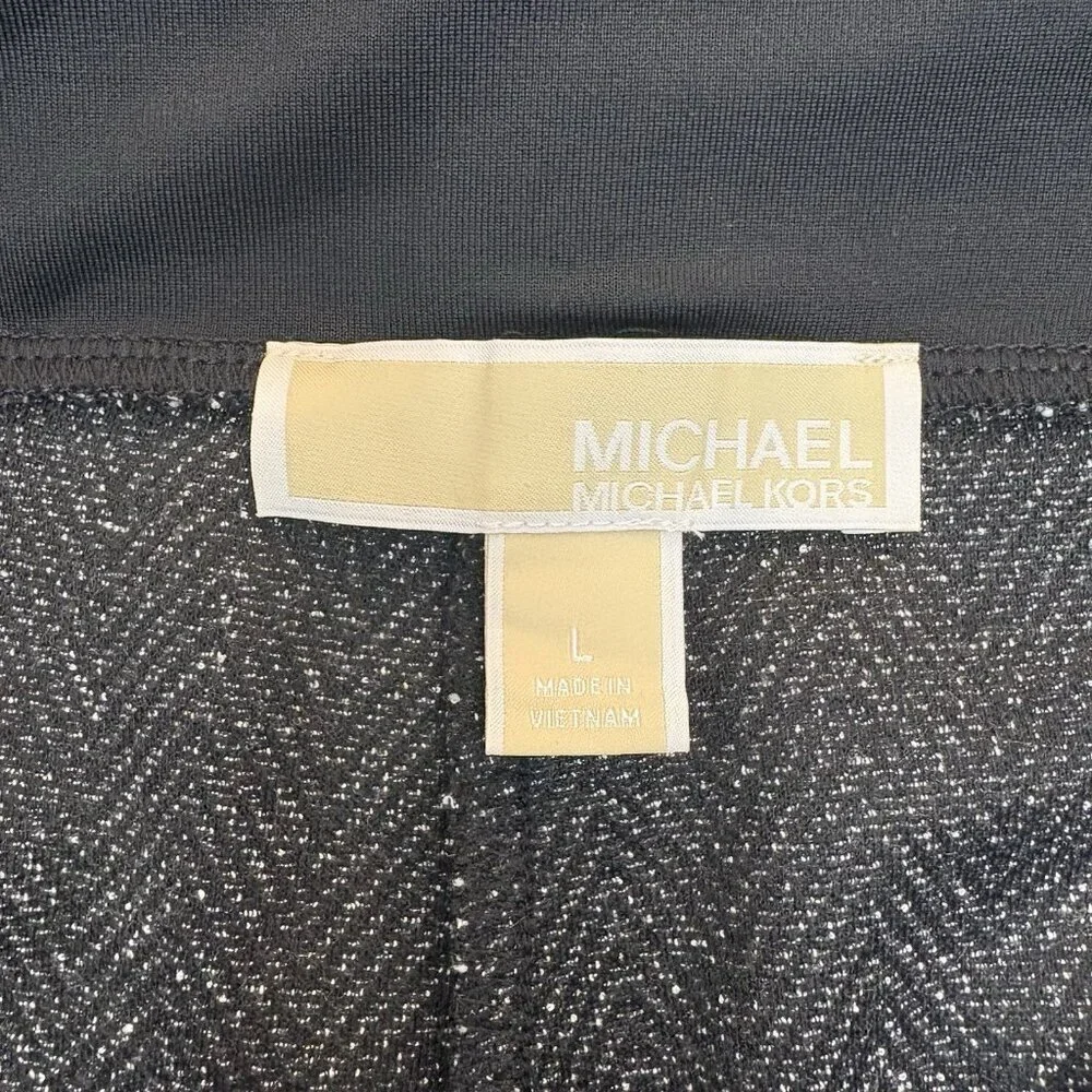 Michael Kors Women's Pants Size L Gray Cropped Wide Leg Pull On Stretch EUC